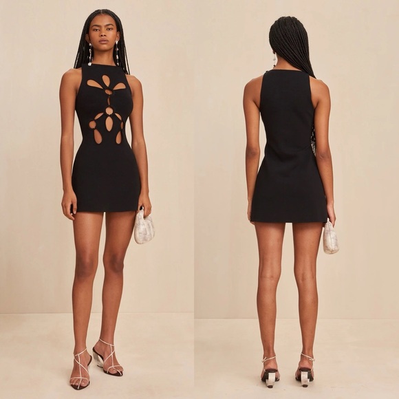 Cult Gaia Franco Floral Cut Out Knit Mini Dress Black NEW with tags - Picture 9 of 9